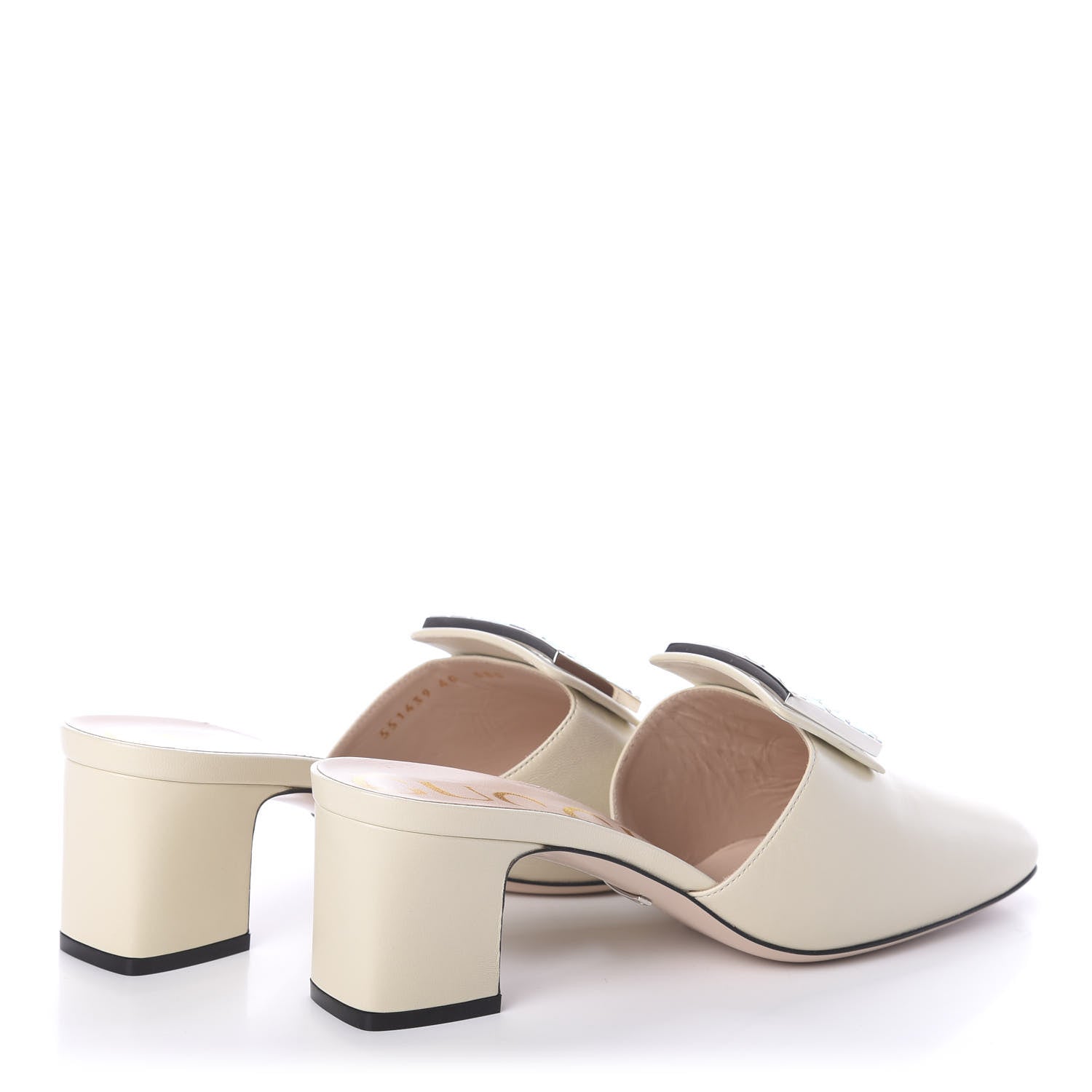 Gucci Malaga Kid Crystal Square G Madelyn Mules 40 Vintage White 4 of 7