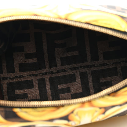 Fendi X VERSACE Nylon Fendace FF Baroque Print Small Trapezoid Beauty Pouch Gold 5 of 6