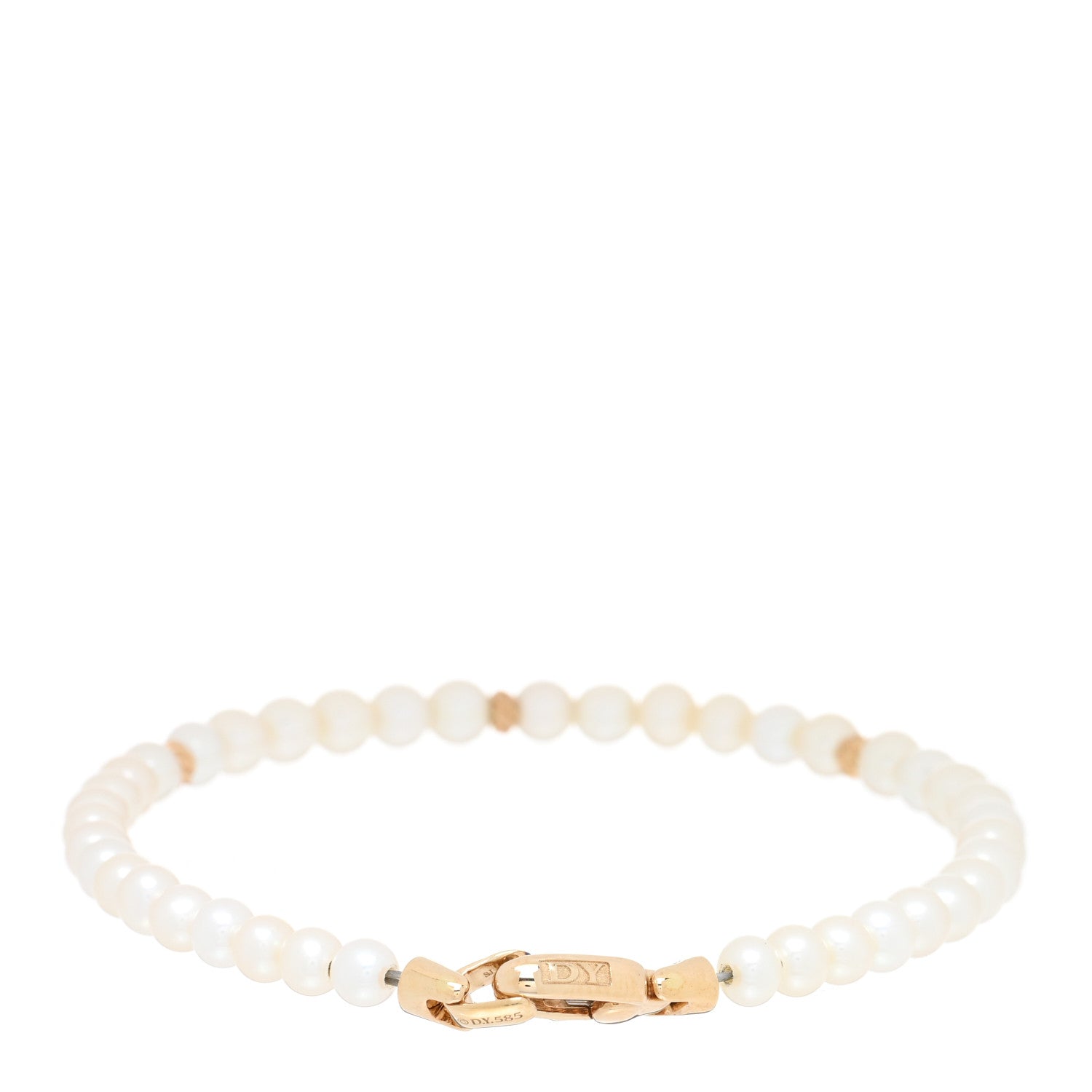 David Yurman 18K Yellow Gold Pearl 4mm Bijoux Spiritual Beads Bracelet 2 of 3