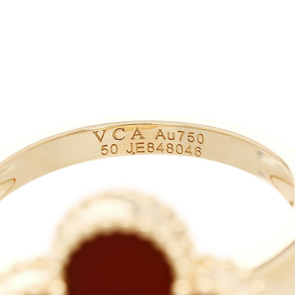 Van Cleef & Arpels 18K Yellow Gold Diamond Carnelian Vintage Alhambra Ring 50 5.25 5 of 6
