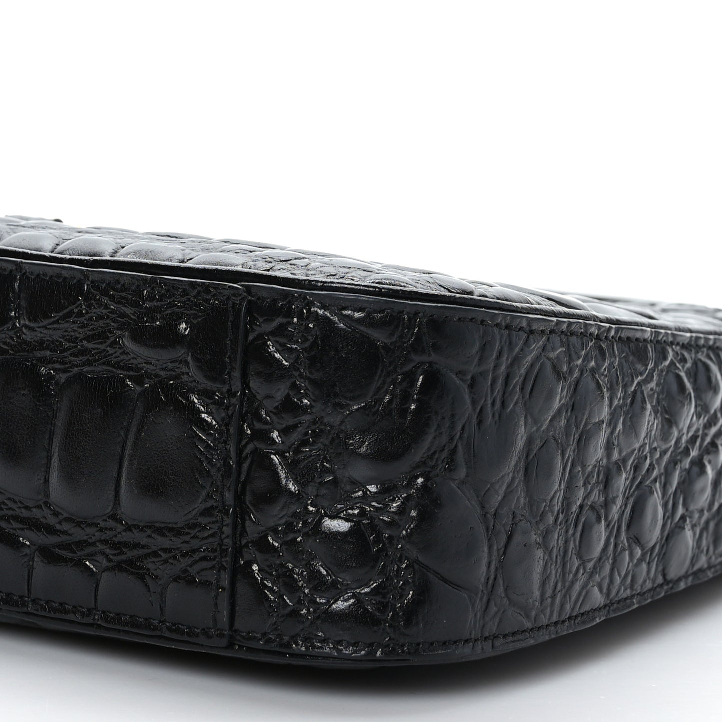 Calfskin Crocodile Embossed Le 5 A 7 Hobo Black