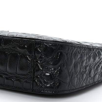 Saint Laurent Calfskin Crocodile Embossed Le 5 A 7 Hobo Black 9 of 9
