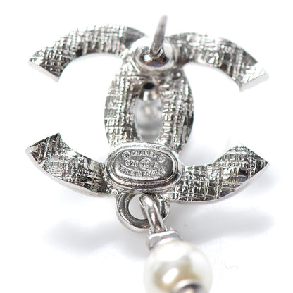 Chanel Crystal Pearl CC Drop Earring Silver 4 of 4