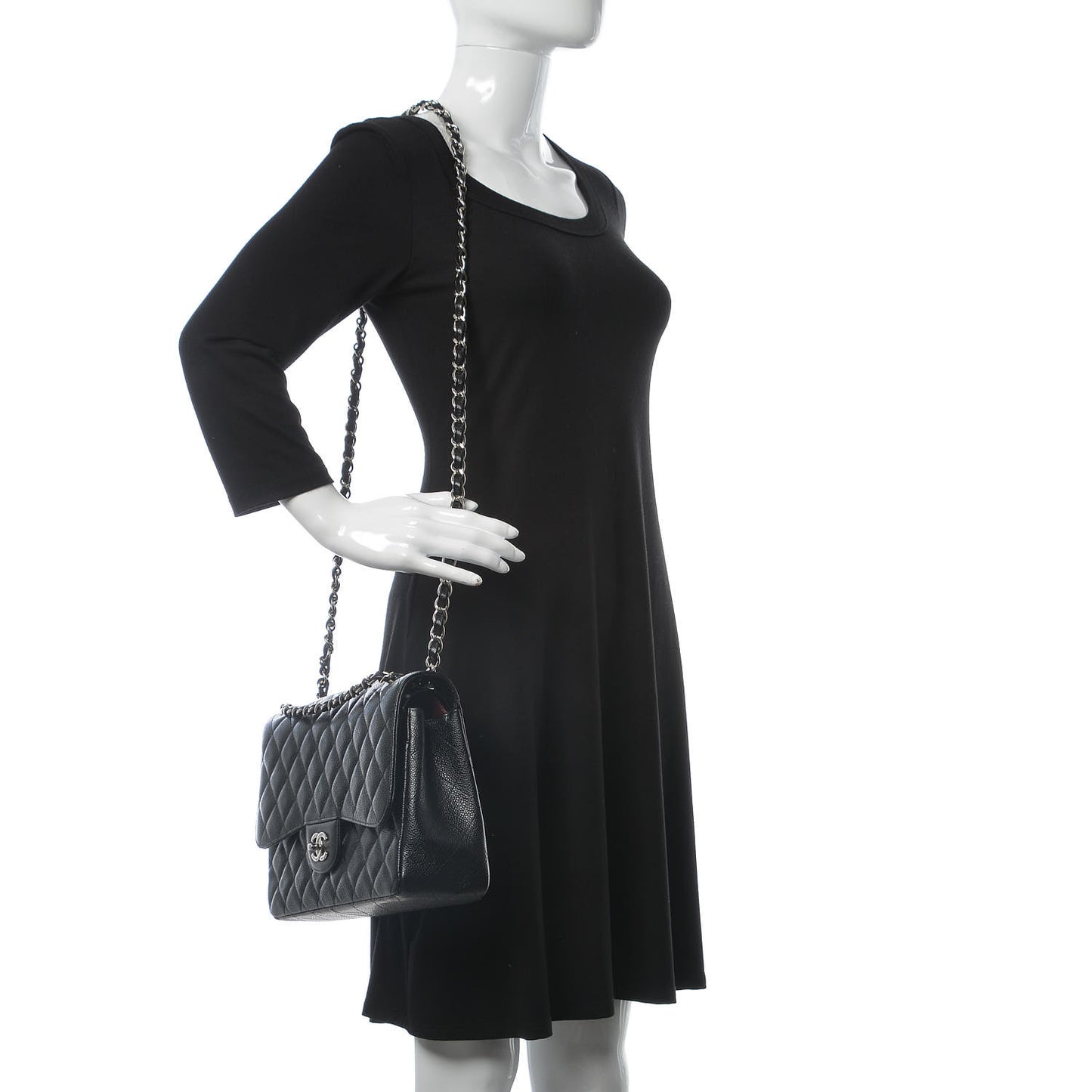 Caviar Quilted Jumbo Double Flap Black
