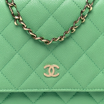Chanel Caviar Quilted Wallet on Chain WOC Light Green 9 of 12