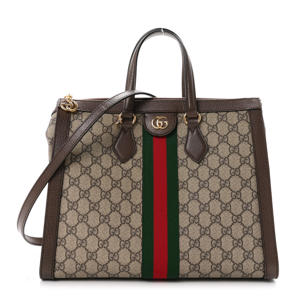 Gucci GG Supreme Monogram Web Medium Ophidia Tote Bag Brown 1 of 10