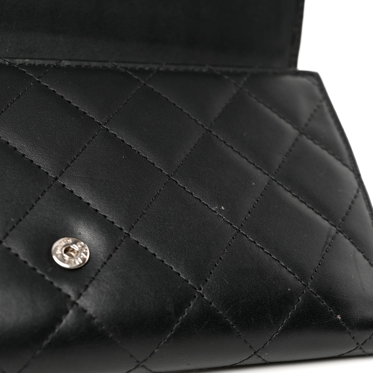 Calfskin Quilted Cambon Long Double Wallet Black