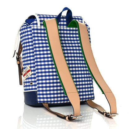 Gucci Coated Canvas Childrens Gingham Backpack Blue White 3 of 14