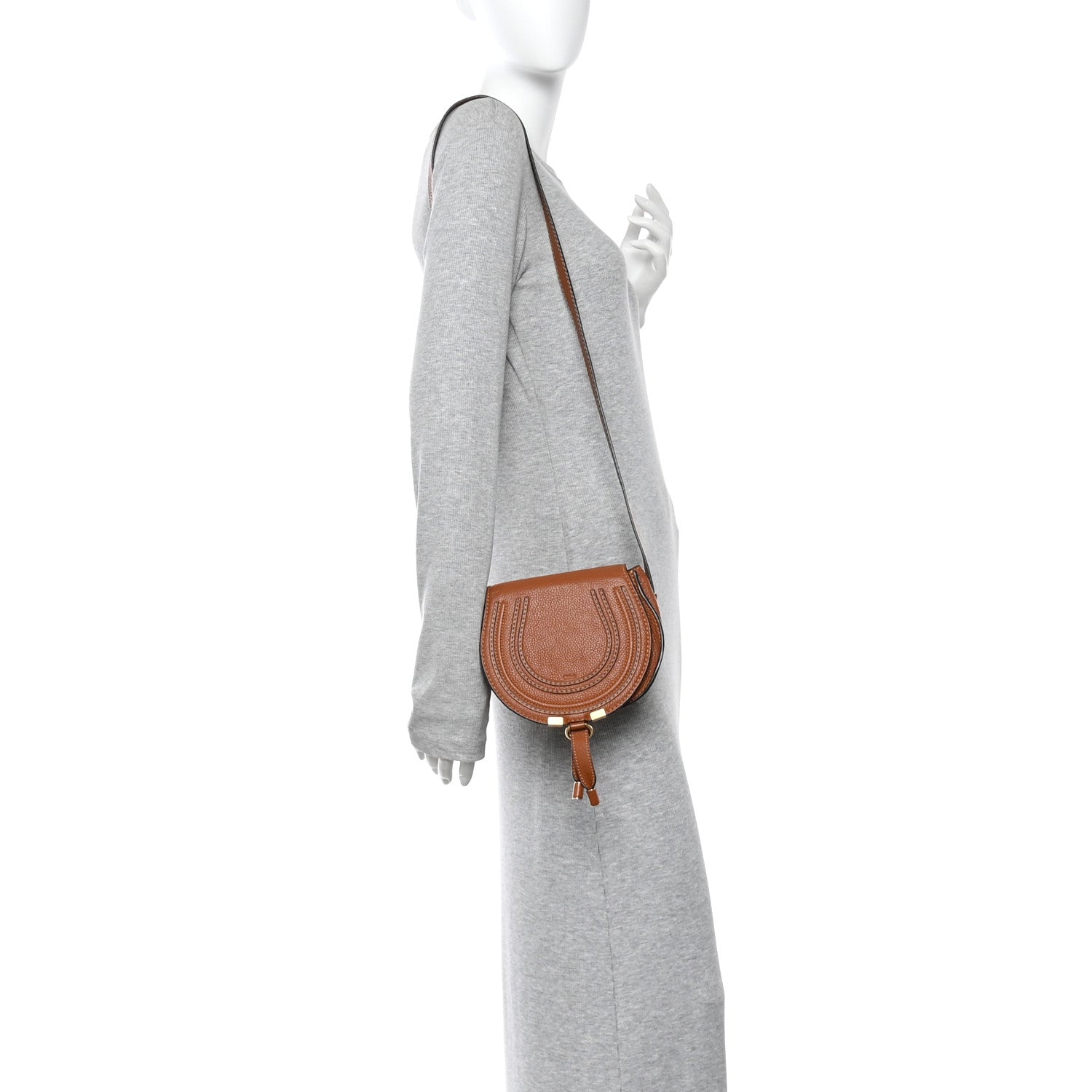 Chloe Grained Calfskin Small Marcie Saddle Bag Tan 2 of 10