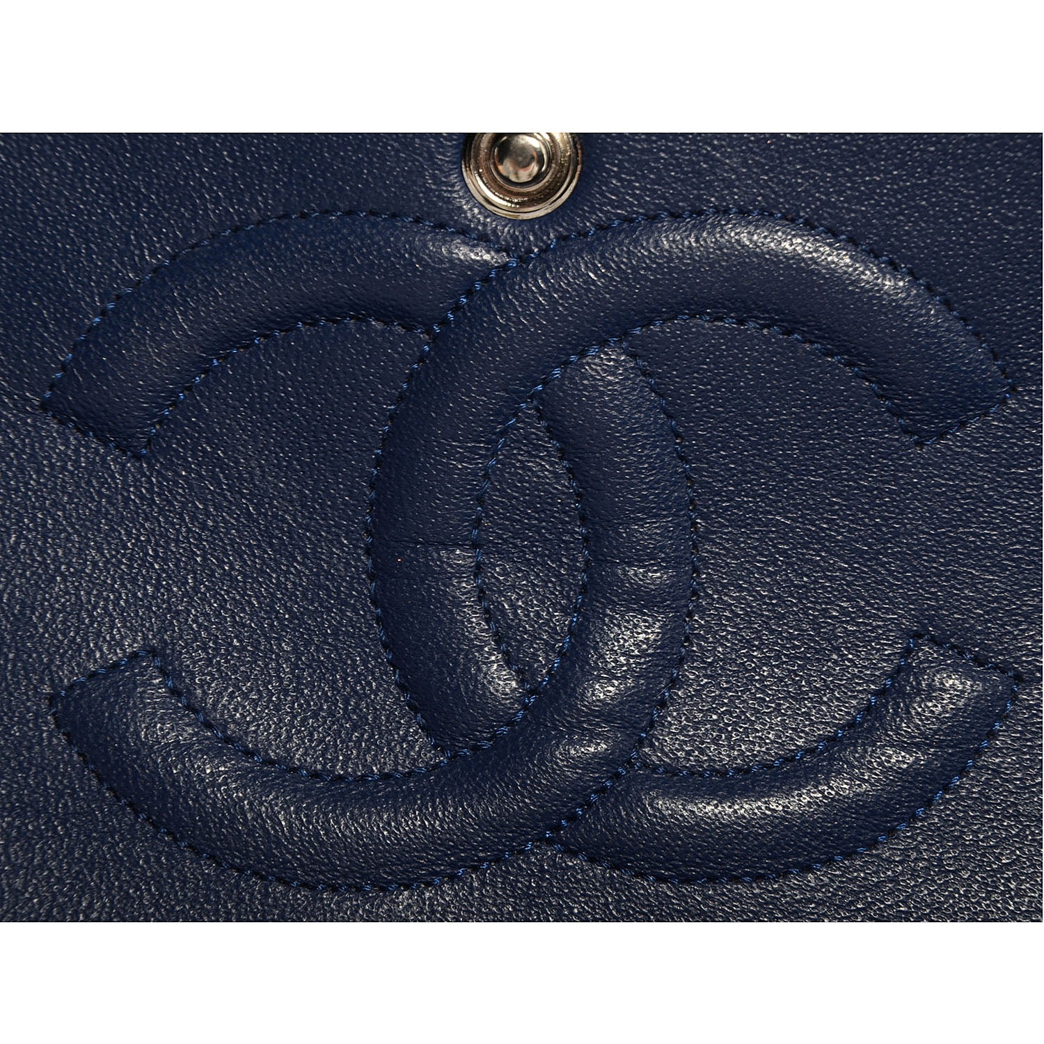 Chanel Lambskin Perforated Medium Double Flap Blue 7 of 9