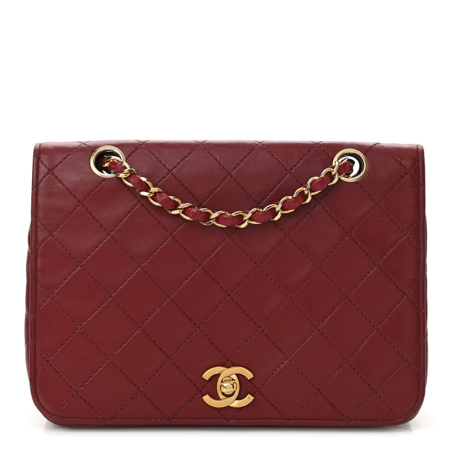 Lambskin Quilted Small Single Flap Bag Red
