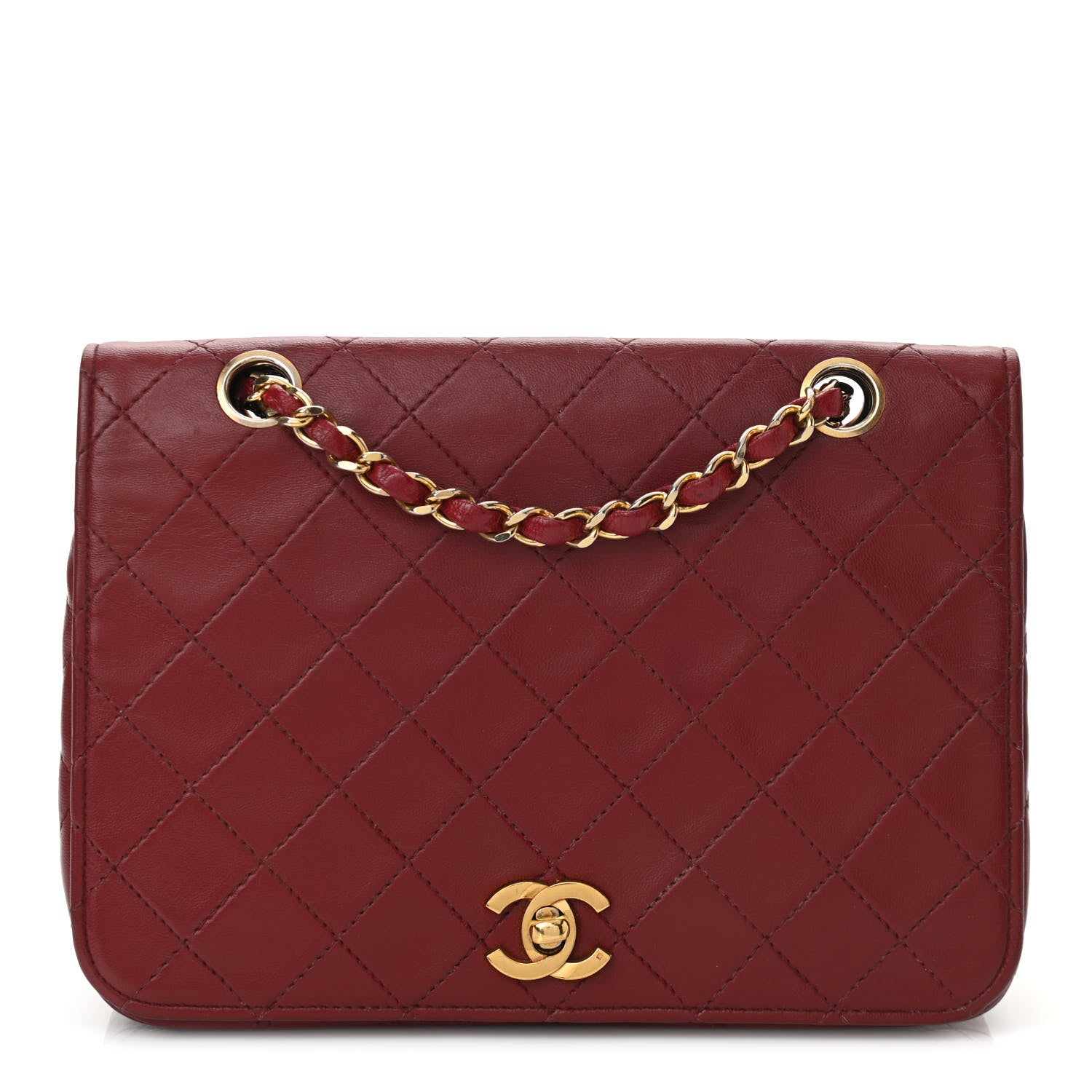 Chanel Lambskin Quilted Small Single Flap Bag Red 1 of 12