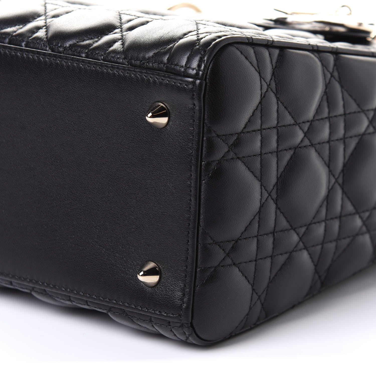 Christian Dior Lambskin Cannage Medium Lady Dior Black 10 of 11