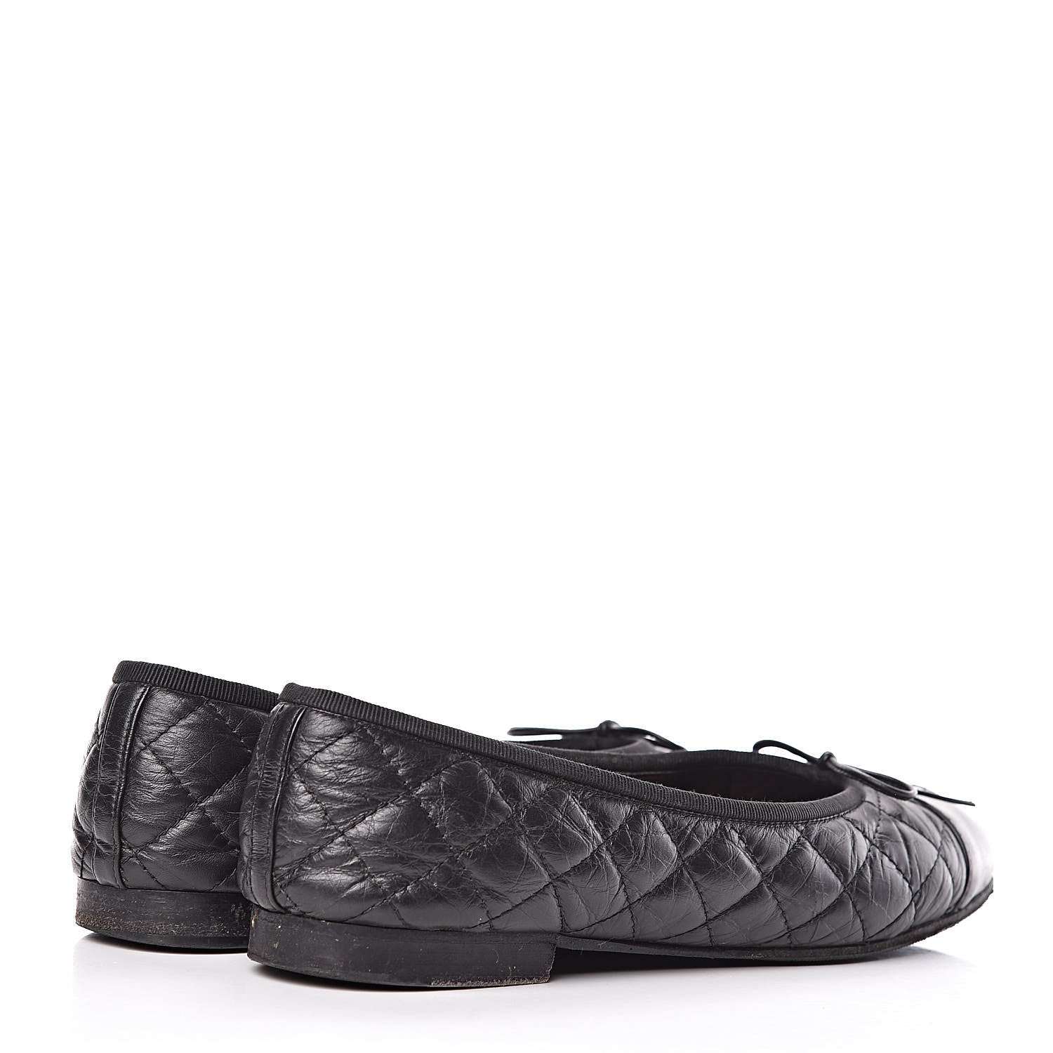 Chanel Aged Calfskin Quilted Cap Toe Ballerina Flats 40 Black 5 of 18