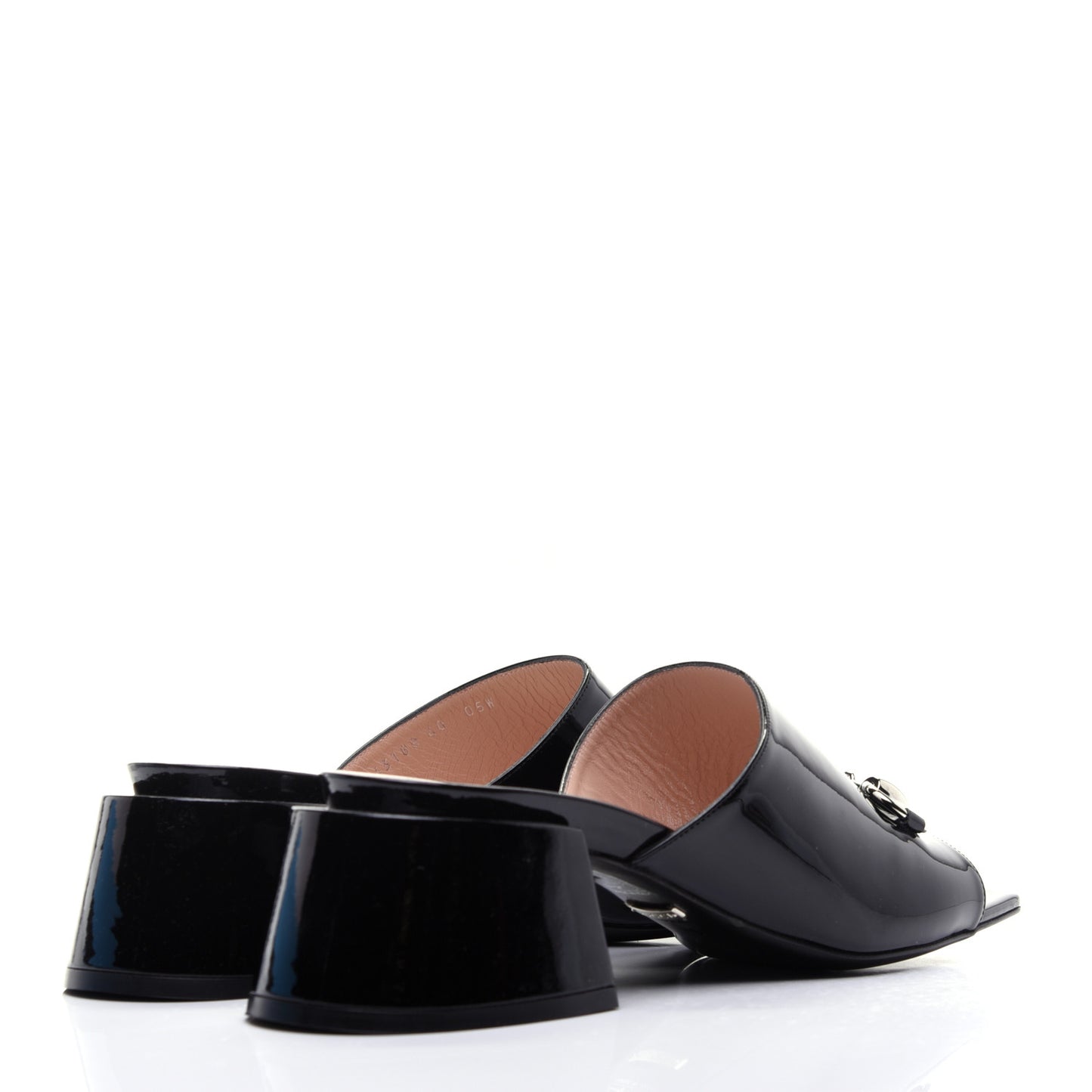 Patent Lexi Horsebit Mid-Heel Slide Sandals 40 Black