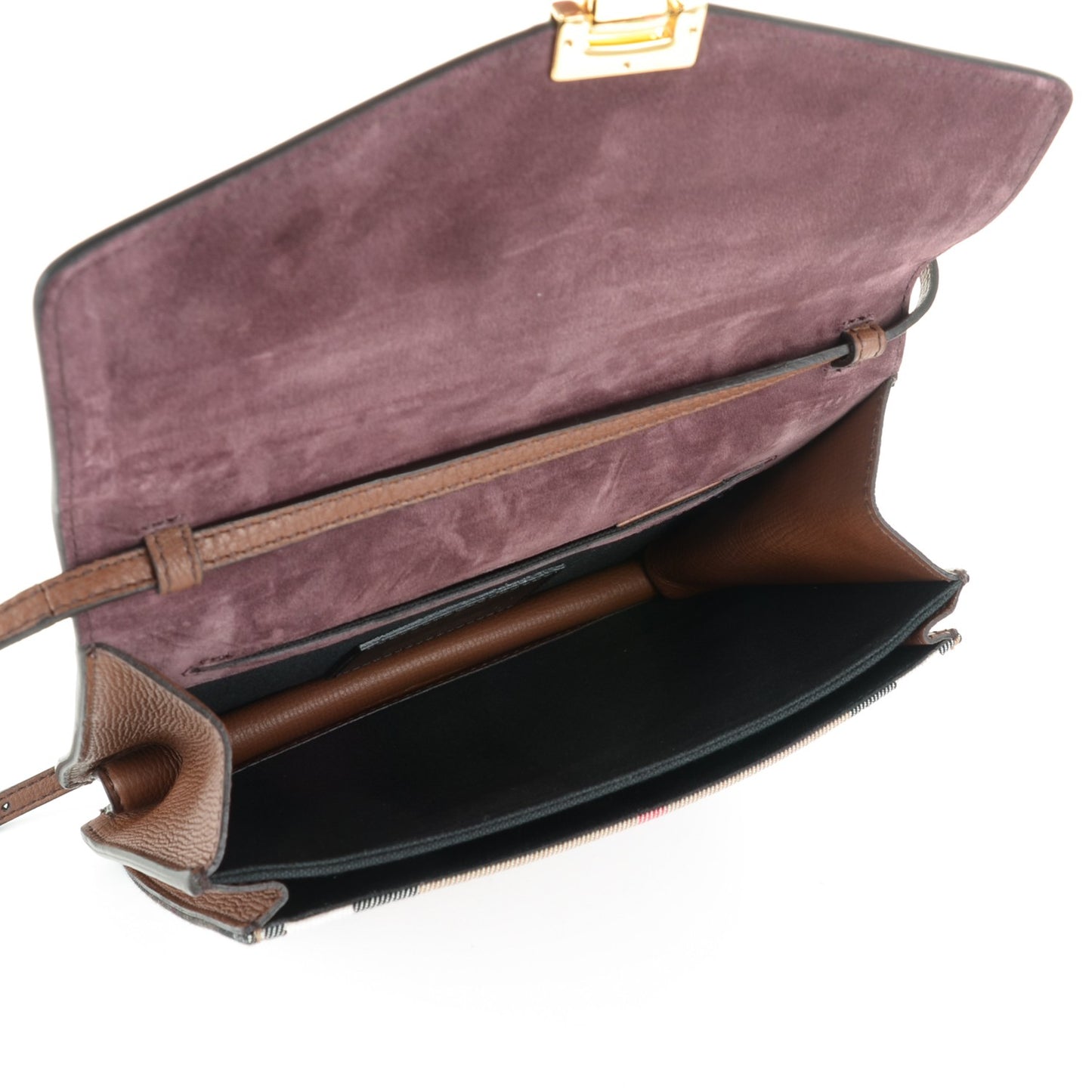 Derby Calfskin House Check Small Macken Crossbody Bag Tan
