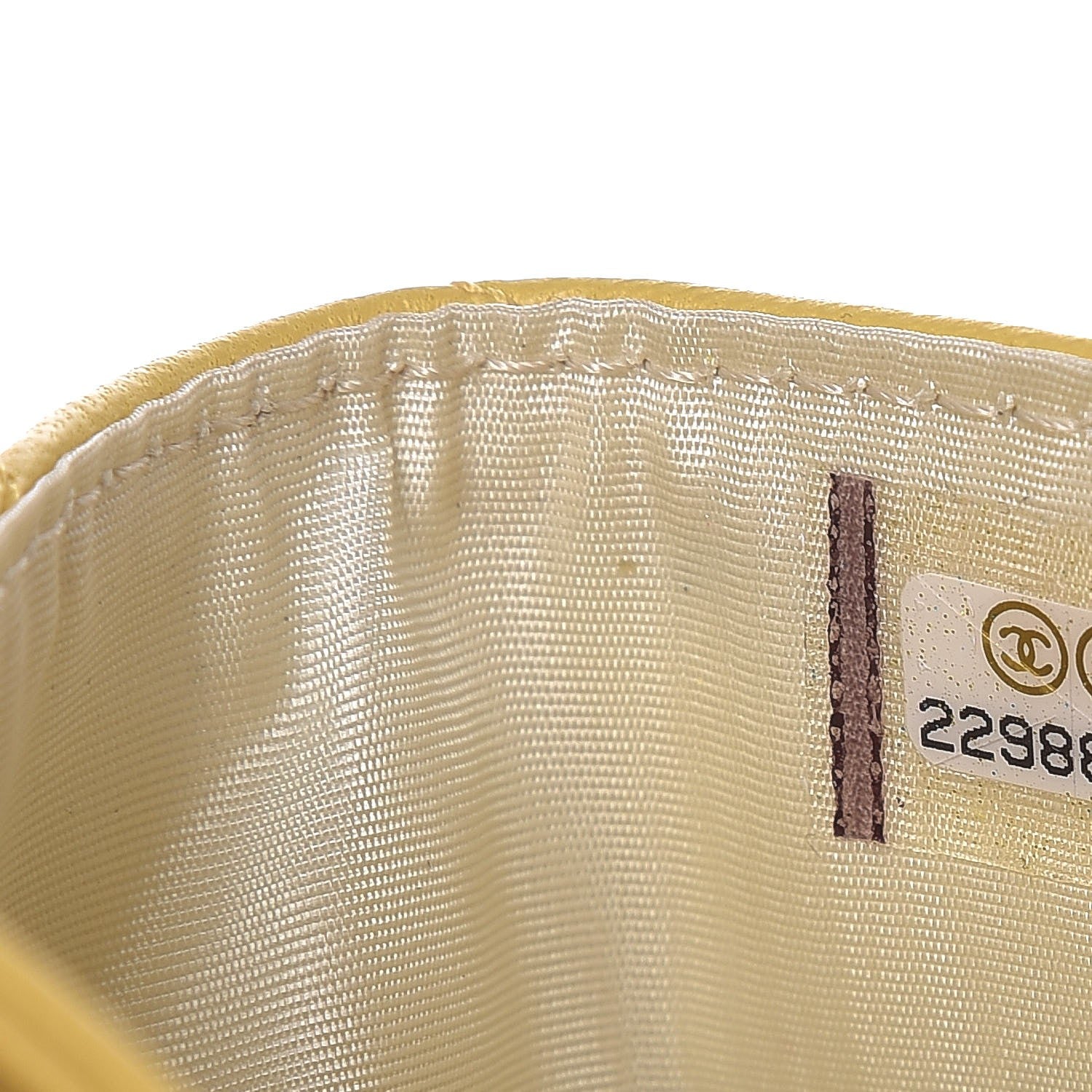 Chanel Lambskin Chevron Quilted Card Holder Yellow 8 of 9