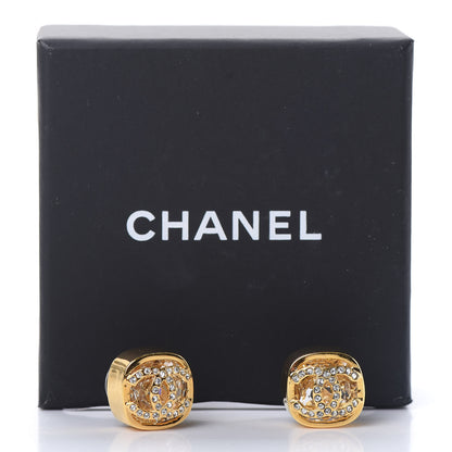 Chanel Crystal CC Square Earrings Gold 5 of 5