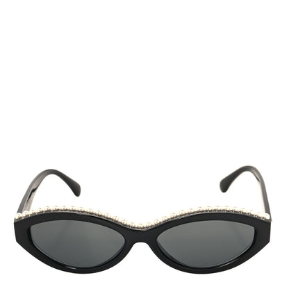 Chanel Acetate Pearl Oval Sunglasses 71508 Black 2 of 7