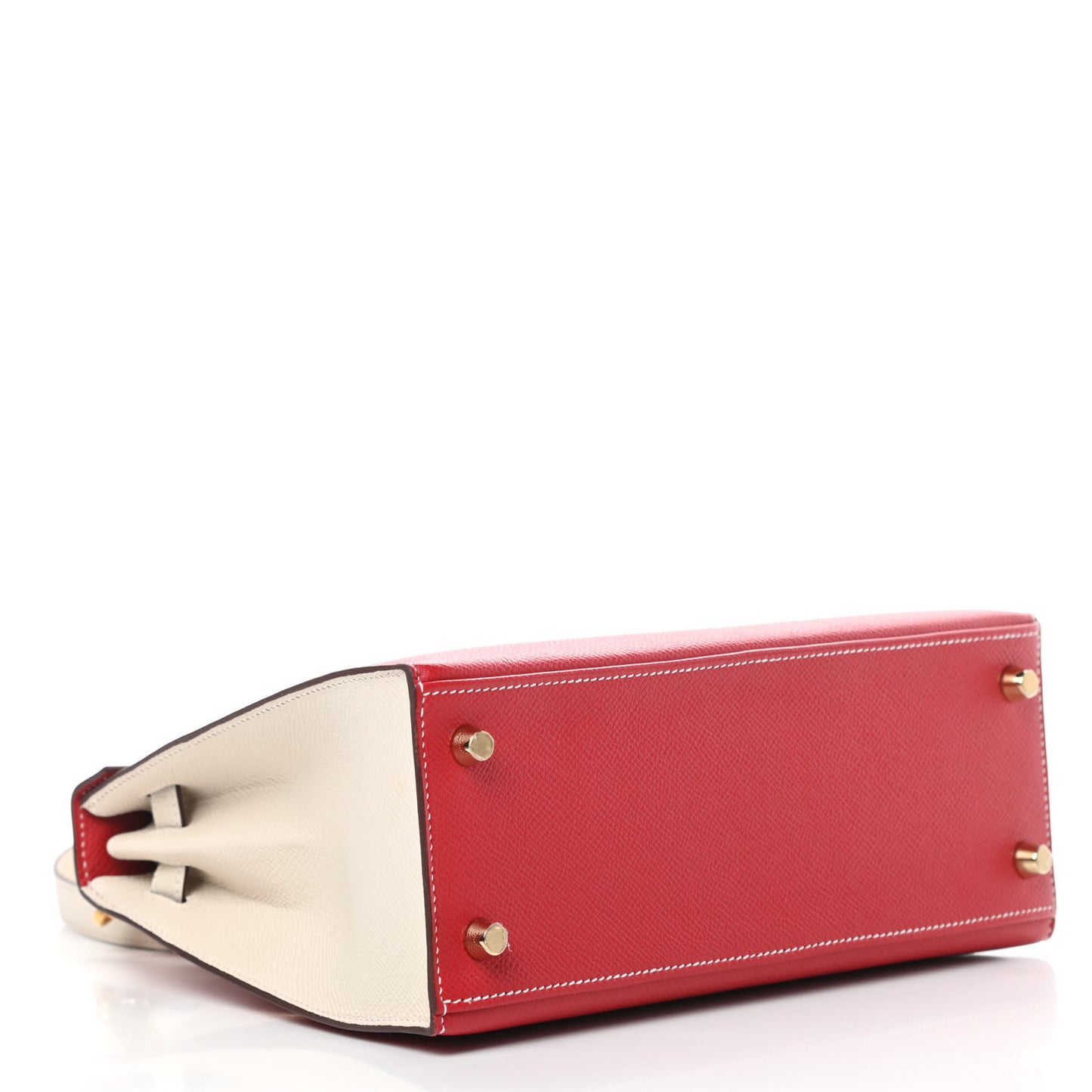 Epsom Bi-Color Horseshoe Kelly Sellier 25 Craie Rouge De Coeur