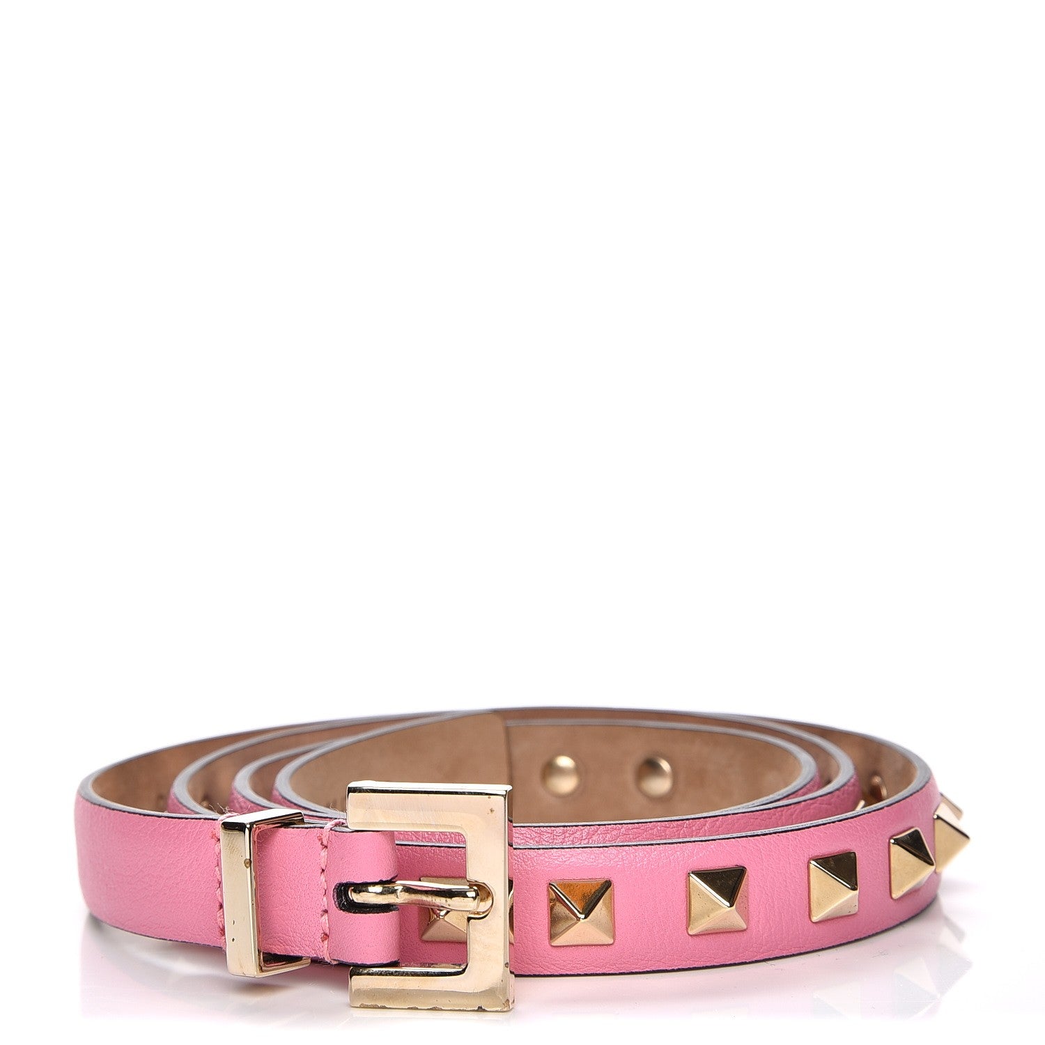 Valentino Garavani Calfskin Rockstud Belt 80 32 Pink 1 of 6