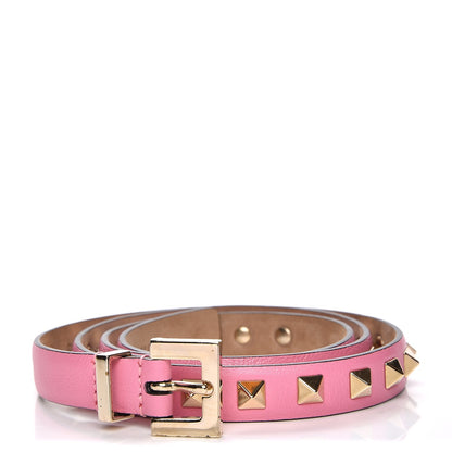 Valentino Garavani Calfskin Rockstud Belt 80 32 Pink 1 of 6