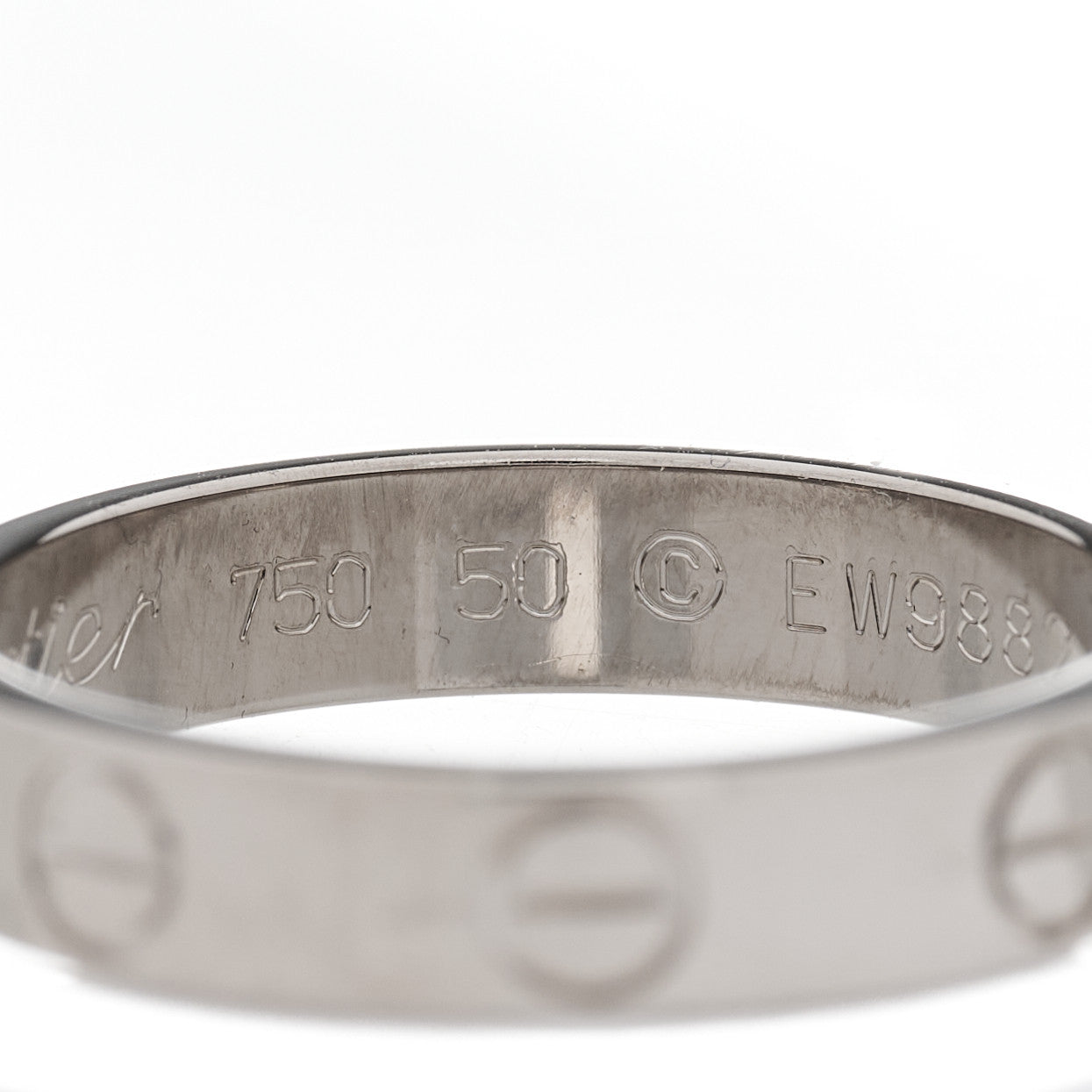 18K White Gold 3.5mm LOVE Wedding Band Ring 50 5.25