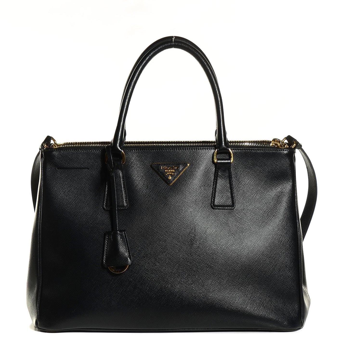 Saffiano Lux Medium Double Zip Tote Nero Black