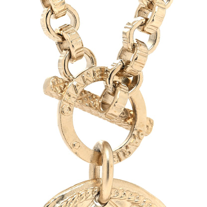 Chanel Metal CC Medallion Chain Necklace Gold 4 of 5