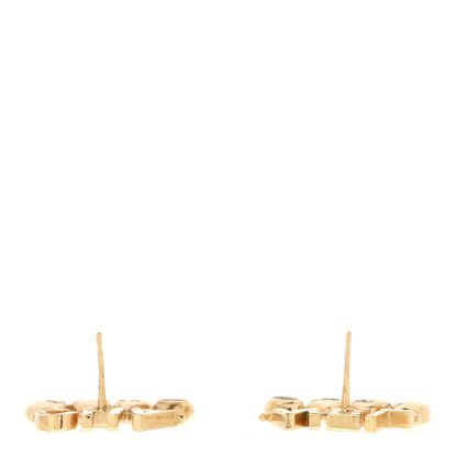 Chanel Crystal Heart Cha-Nel Logo Earrings Gold 3 of 4
