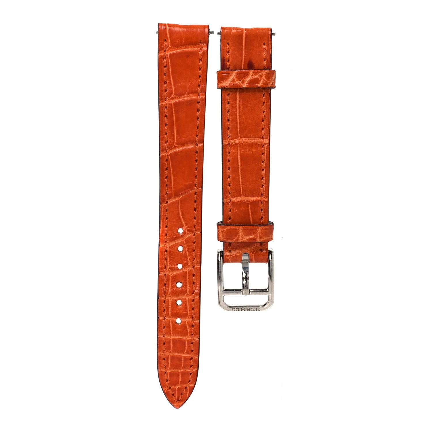 Hermes Shiny Alligator Single Tour Watch Strap Orange 1 of 6