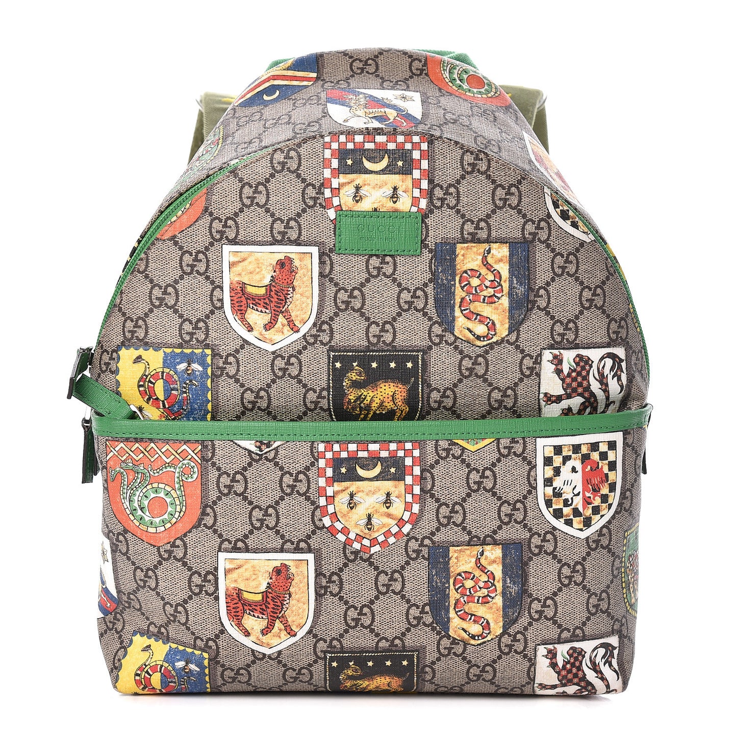 GG Supreme Monogram Children's Crests Backpack Green