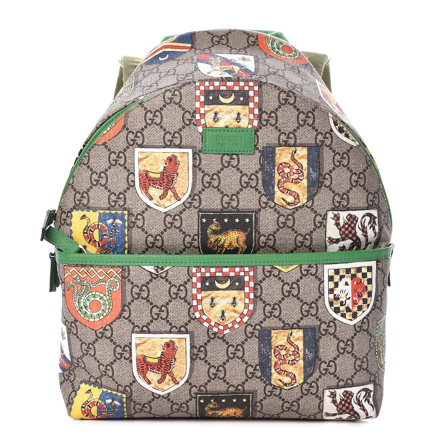 Gucci GG Supreme Monogram Children's Crests Backpack Green 1 of 12