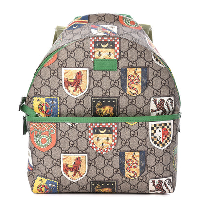 Gucci GG Supreme Monogram Children's Crests Backpack Green 1 of 12