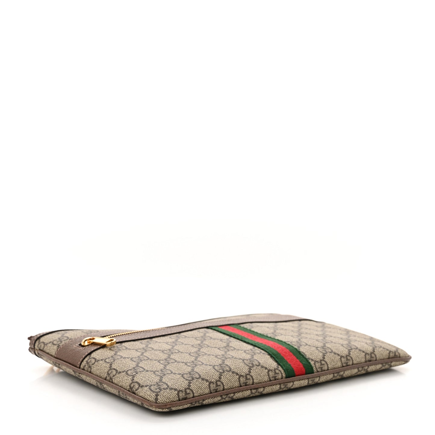 GG Supreme Monogram Large Ophidia Pouch Clutch Brown