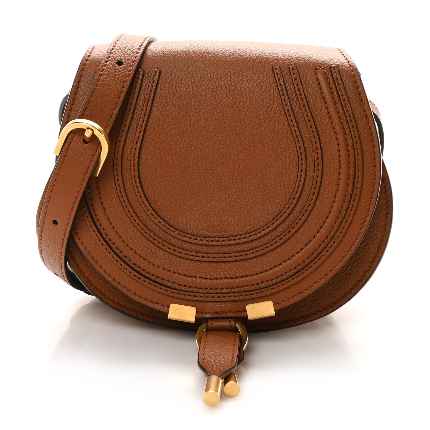 Chloe Grained Calfskin Small Marcie Saddle Bag Tan 1 of 9