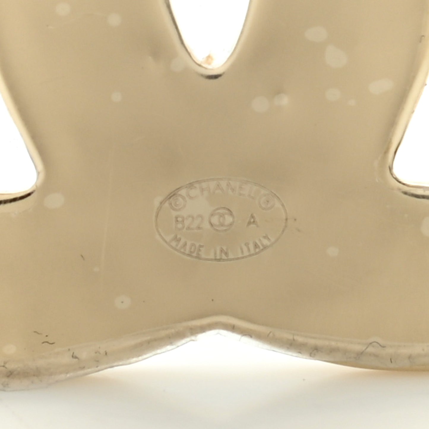 Metal Enamel CC Brooch White Light Gold