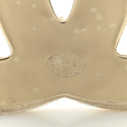 Chanel Metal Enamel CC Brooch White Light Gold 4 of 4