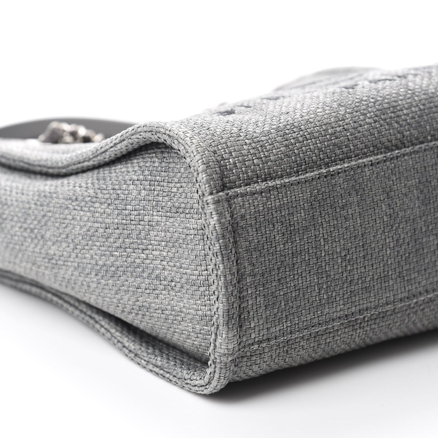 Woven Straw Raffia Mini Deauville Tote Grey