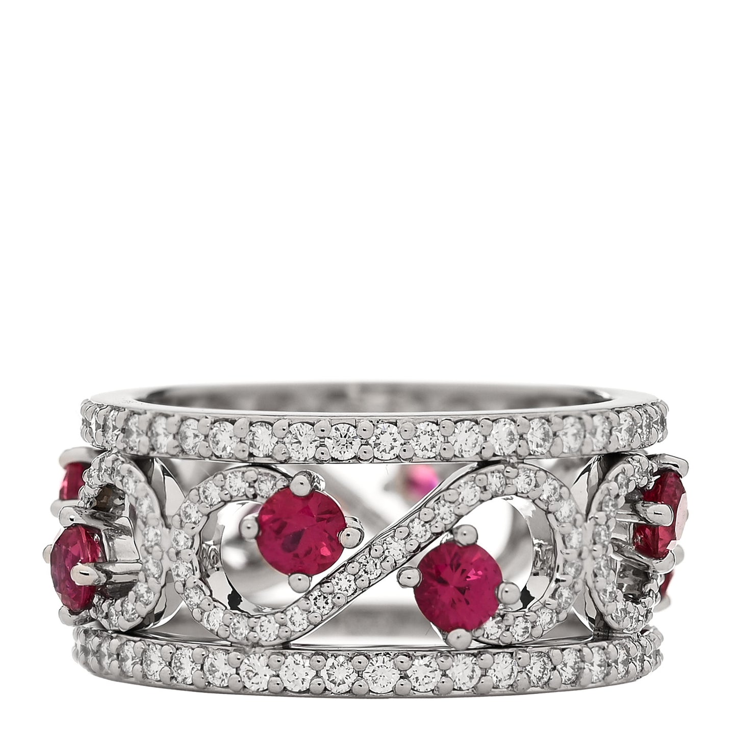 Platinum Diamond Ruby Enchant Scroll Ring 49 4.75