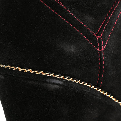 Chanel Suede Calfskin Chain Around High Boots 40 Black 10 of 14