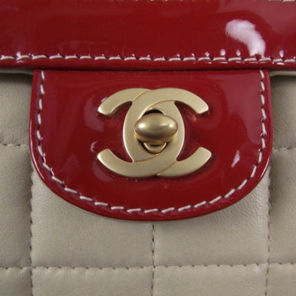 Chanel Lambskin Patent East West Flap Beige/Red 12 of 12