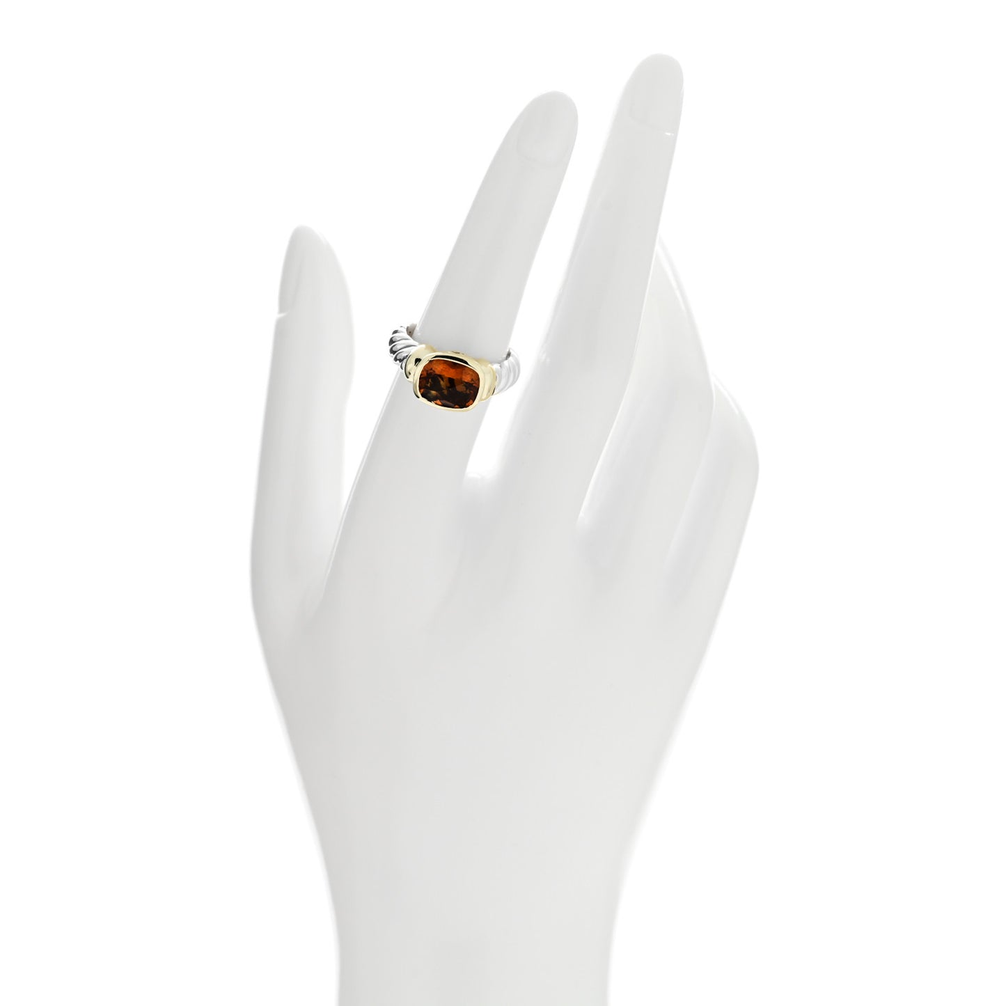 Sterling Silver 14K Yellow Gold Citrine 10mm Noblesse Ring 54 7
