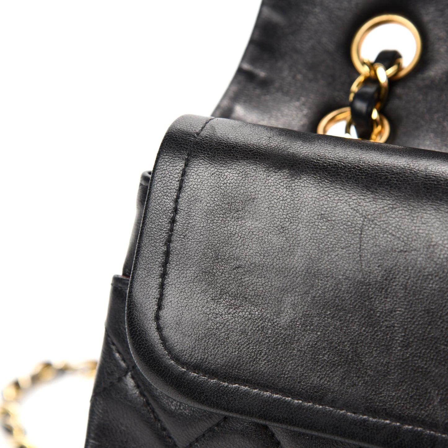 Lambskin Quilted Medium Double Flap Black