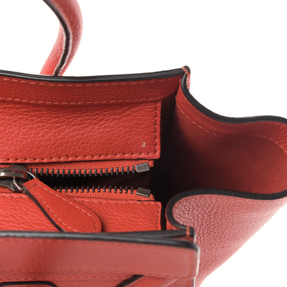 Celine Drummed Calfskin Micro Luggage Vermillion 6 of 6