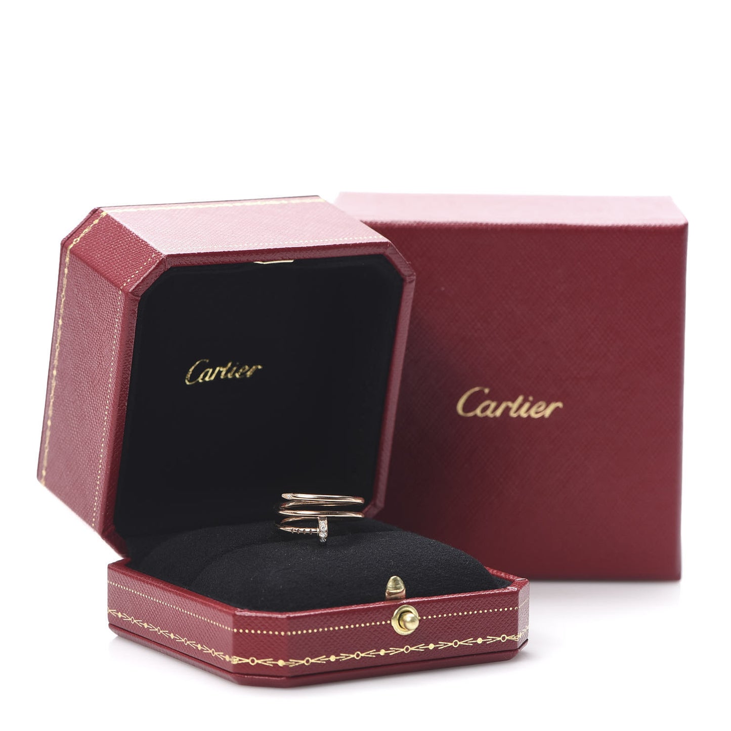 18K Pink Gold Diamond Double Juste Un Clou Ring 51 5.75
