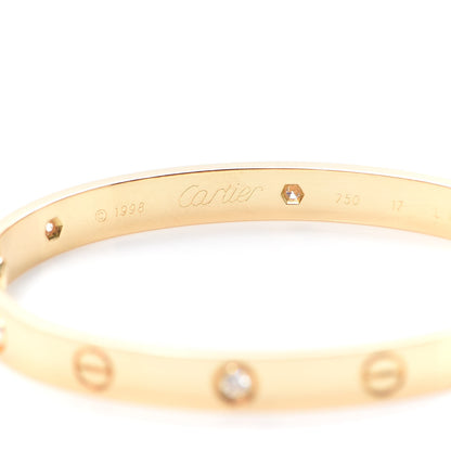 Cartier 18K Yellow Gold 6 Diamond LOVE Bracelet 17 5 of 6