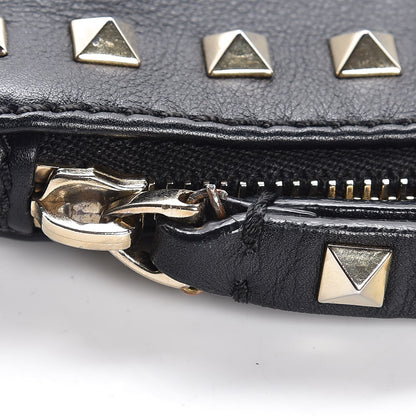 Valentino Garavani Vitello Large Rockstud Zip Wristlet Pouch Black 9 of 9