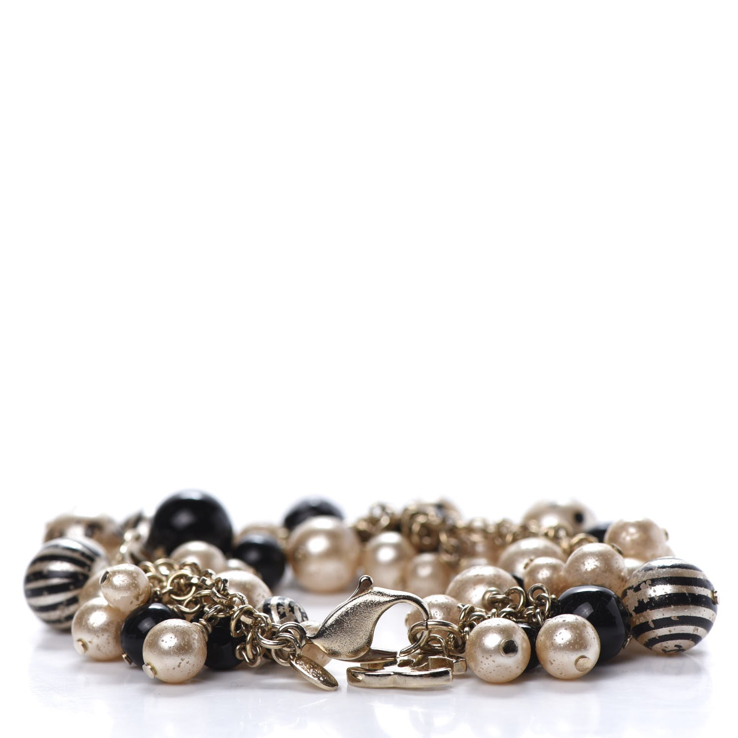 Chanel Painted Pearl CC Coco Bracelet Black Gold 5 of 7