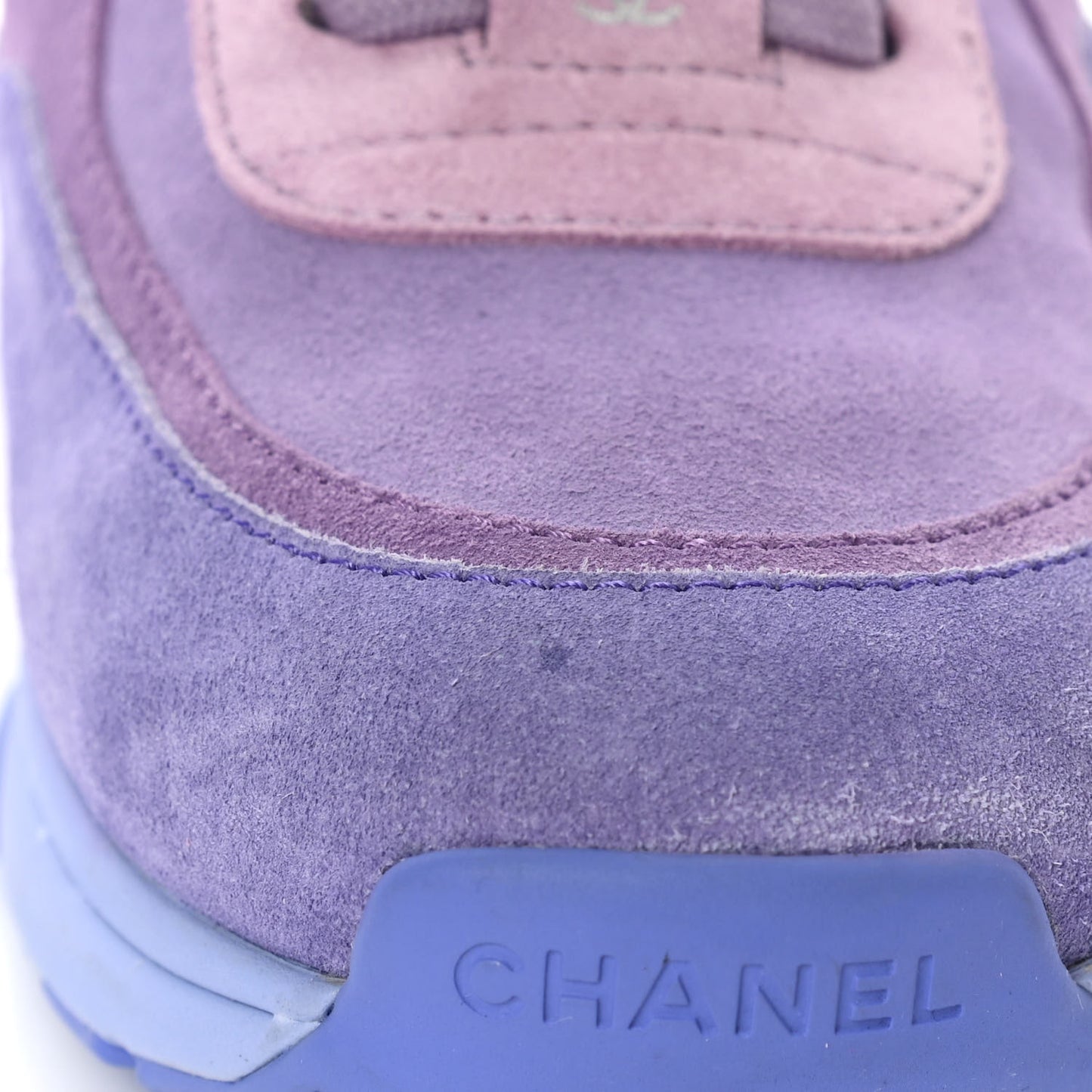 Nylon Lambskin Suede Calfskin CC Sneakers 40 Purple